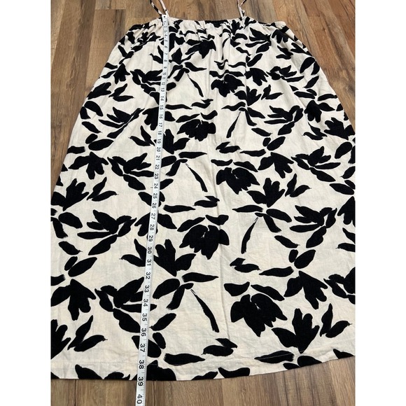A New Day Linen Blend‎ Black White Floral Midi Dress Size XXL Pockets - Picture 8 of 9